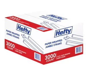 Hefty Jumbo Paper Wrapped Translucent Plastic Straws, 7.75", 3,000 ct. FREE SHIP - Picture 1 of 6