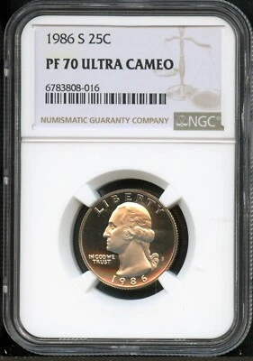 NGC - Washington Quarter - 25c - 1986 - PF-70- Ultra Cam - Image 1 of 2