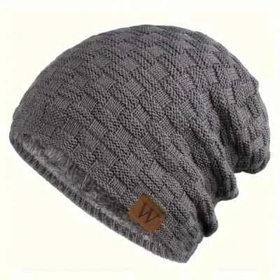 WINTER Beanie Hat Slouch Men Ladies WOOLLY  thermal Insulation Knit SOFT Grey UK - Image 1 of 4