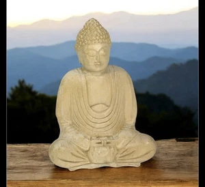 Buddha in a meditation pose with the Dhyana mudra hand position. Carved Wood - Picture 1 of 7