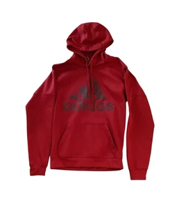 Felpa Adidas Climawarm rossa con cappuccio logo manica lunga taglia small tasca a marsupio - Foto 1 di 10