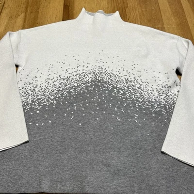 Christian Siriano Womens Sweater High Neck White Grey Size Large - Image 1 of 4