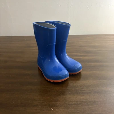Kids Toddler Rain Boots Blue Orange EUC SB#3 - Image 1 of 4