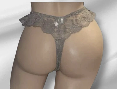 VICTORIA’S SECRET GOLD LABEL Brillante Satén Encaje Nylon Tanga Bragas Mujer XS/S Foto 1 de 4