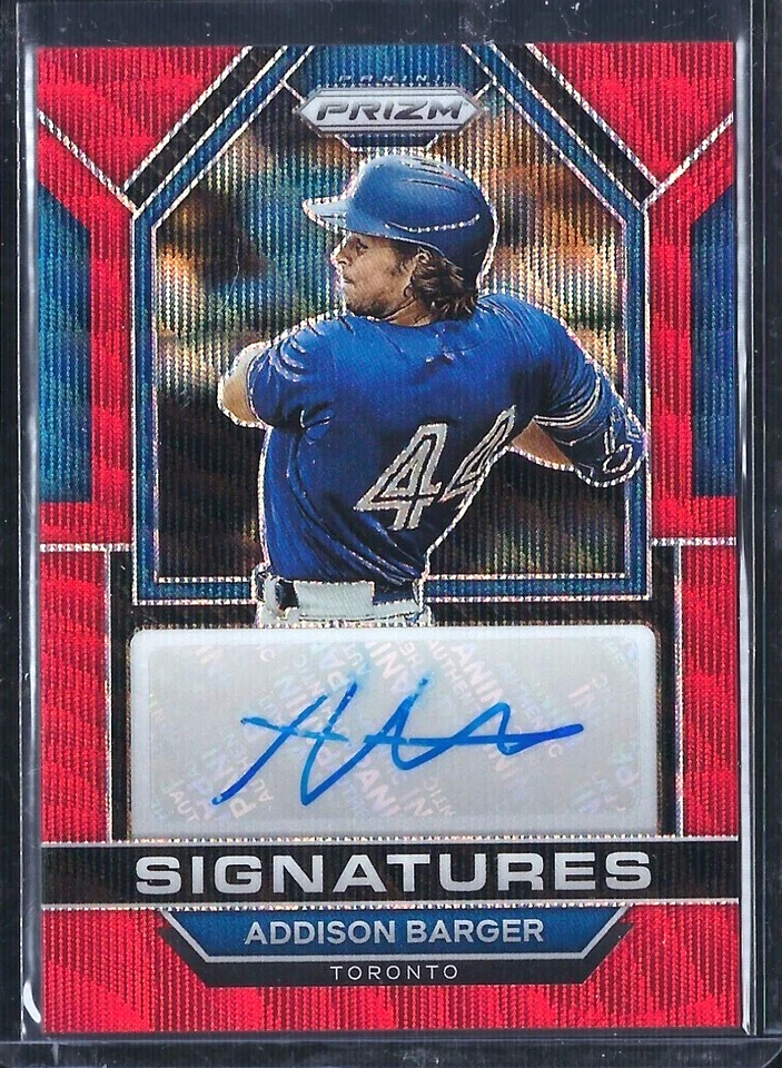 Addison BARGER 2023 Prizm #SIG-AB Signatures AUTO RED WAVE BLUE JAYS! - Image 1 of 1