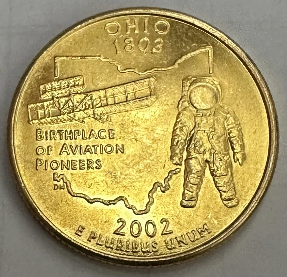 2002-D 25C Ohio Washington 50 States Quarter Gold Plated - Image 1 of 2