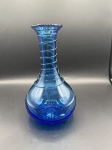 Vintage Blenko 9432 Azurblau Vase mit Smaragd Sprial - Bild 1 von 4