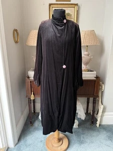 Vintage Black Silk Velvet Opera Coat Original 20s 30s Rusched Medium Long - Picture 1 of 13