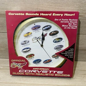 Corvette 50th Anniversary Wall Clock w Realistic Sounds GM Official 13" - Picture 1 of 4