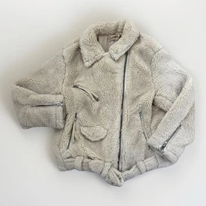 Free People Sherpa Jacket Womens Size Small So Cozy Slouchy Fleece Moto Jacket - Picture 1 of 10