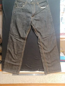 Y2K Baggy Loose Wide Leg Grunge Akademiks Embroidered Dark Wash Men’s 36x32 - Picture 1 of 7