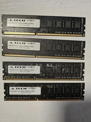 A-Tech 32GB 4x 8GB PC3-10600 Desktop DDR3 1333 MHz DIMM 240pin Memory RAM 32G 8G - Image 1 of 2