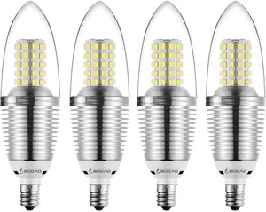E12 LED Candelabra Bulb, 12W Daylight White 6000K 4 Count (Pack of 1), - Picture 1 of 7