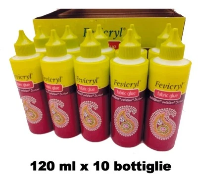 Colla per tessuti e strass Fevicryl trasparente 120 ml 10 tubetti in Italia - Immagine 1 di 4