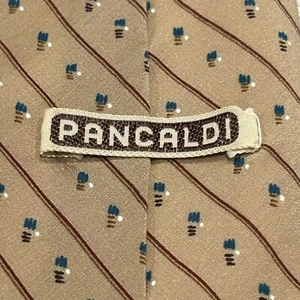 Vitaliano Pancaldi Brown Striped Silk Tie Made in Italy - Picture 1 of 4