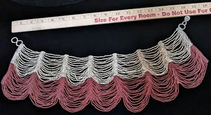 Old India/Naga Seed Beaded Scalloped Collar Bib Choker Necklace Red & Beige - Picture 1 of 7