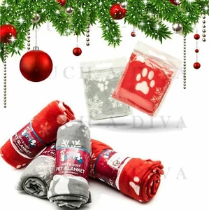 Pet Dog Cat Puppy Christmas Festive Print Soft Fleece Portable Car Bed Blankets - Picture 1 of 3