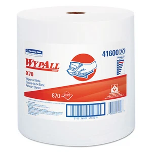 WypAll X70 Cloths, Jumbo Roll, Perf., 12 1/2 x 13 2/5, White, 870 Towels/Roll - Picture 1 of 1