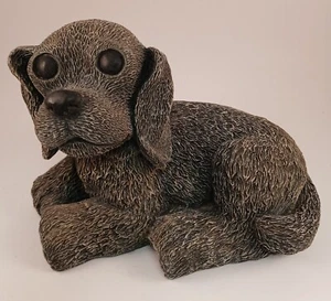 Vintage Cute Black Puppy Statue Resin Big Eyes Dog Canine  - Picture 1 of 9