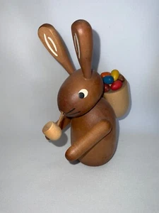Huevo de conejito fumador alemán pieza de reparación incompleta Pascua de colección etiqueta Erzgebirge - Imagen 1 de 4