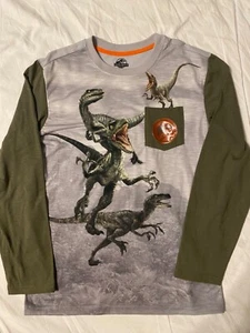 JURASSIC PARK World movie T-Rex dinosaur New BOYS Youth LONG SLEEVE T-Shirt DINO - Picture 1 of 11