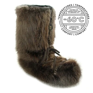BRAND NEW NATURAL BROWN BEAVER FUR WINTER BOOTS BOOT MEN MAN - Picture 1 of 1