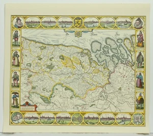 Comitatus Flandria Color 1652 High Quality Vintage Reproduction Map - Picture 1 of 7