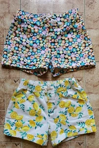 Lot of 2 Wonder Nation Girls Shorts Lemons/Flowers Cotton Stretch Size M (7-8) - Picture 1 of 4