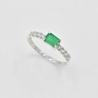 6x4 MM Natural Emerald 925 Sterling Silver Statement Ring Women Anniversary Gift