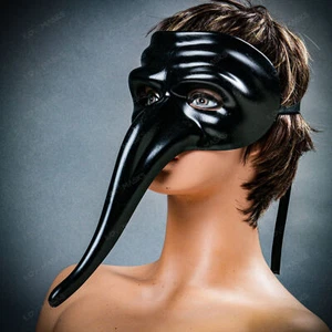 Venetian Black Plague Doctor Drama Theater Masquerade Costume Party Long Nose - Picture 1 of 8