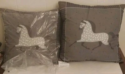 One Bella Casa Horse Throw Pillow Lot of 2 Pillows Green 16x16 in NEW Polka Dot - Image 1 of 4
