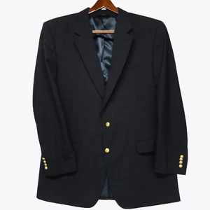Jos A Bank 50L Blazer Dark Navy Blue Gold Metal Buttons 100% Wool Jacket - Picture 1 of 14