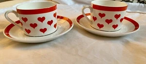 Gustavsberg Hjarter (Hearts) 2 Coffee Cup Set by Karin Bjorquist Antique 1970's - Picture 1 of 7