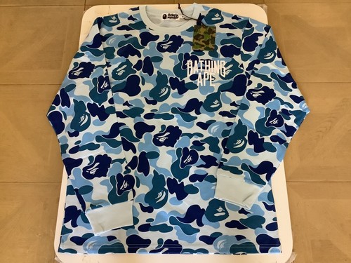 A BATHING APE (BAPE) T shirt maglietta autentica a bathing ape bape abc camo nyc one point l s blu XL nuova