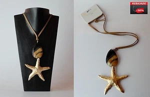 Collar Colgante de Estrella Dorada y Piedra ONIX. ¡REBAJADO! - Imagen 1 de 3