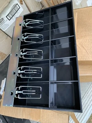 MMF INDUSTRIES tuffy 65 cash tray black 225-2865-04. CARDBOARD BOX THEYRE IN IS DIRTY,