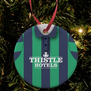 Leeds 1994 Retro Away Shirt Christmas Tree Decoration Bauble Flat Ceramic Utd - Picture 1 of 1