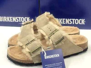 Birkenstock Womens Arizona Shearling Suede Leather Taupe 40 - Picture 1 of 4