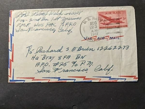 APO 25 OSAKA, JAPAN 1947 Navy Cover 1st Marines USMC to Army 8th FA Bn - Picture 1 of 2