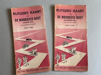 2 x Vintage Dutch Maps of De Noordzee-Kust - Image 1 of 2