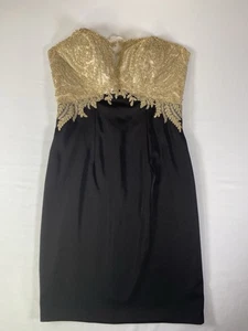 Wunderschönes CLARISSE Kleid schwarz und gold Perlen Größe 2 - Bild 1 von 12