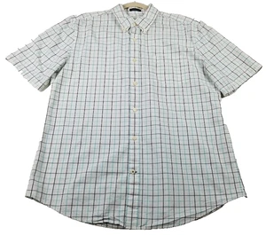 St. John’s Bay Button Up Shirt Men’s Large Windowpane Plaid Short Sleeves Casual - Picture 1 of 9