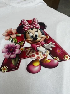 White Shirt With “A” Minnie Mouse Initial - Picture 1 of 3