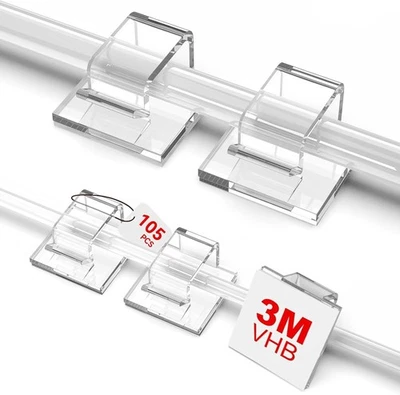 TIDYHELPER 105 PCS Christmas Light Clips (Small & Large), Adhesive Hooks for Outdoor Str...