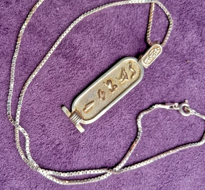 Colgante Cartucho Egipcio Oro 18K Plata de Ley 925-20" Cadena Italia "Julie" Foto 1 de 4