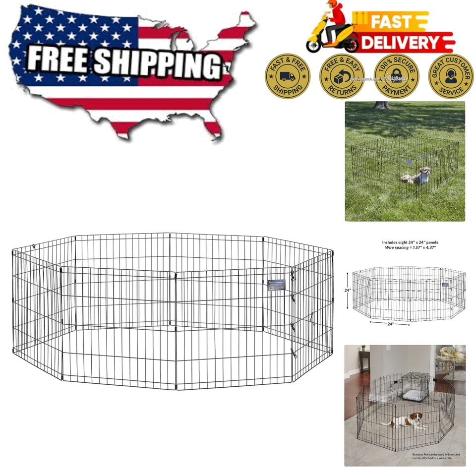 Midwest Black E-Coat Pet Exercise Pen - 24\ x 24\ (Set of 3)