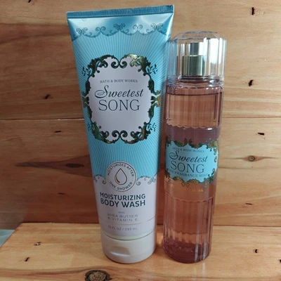 Bath & Body Works SWEETEST SONG Set Fine Fragrance Mist And Body Wash 2pc Bundle - Image 1 of 4