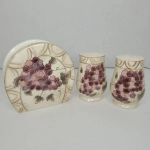 Oneida Veneto Handpainted 3 Pc Salt, Pepper & Napkin Holder Set Discontinued Vtg - Picture 1 of 6