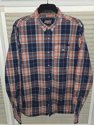 Camisa para hombre XXXL 3XL Superdry en azul y naranja a cuadros L/S. Excelente estado. Foto 1 de 4