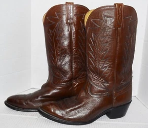 Hecho en EE. UU. Marrón Elegante Vaquero Occidental Montar Rodeo Cuero Para Hombre Talla 12 Puntera J - Imagen 1 de 7